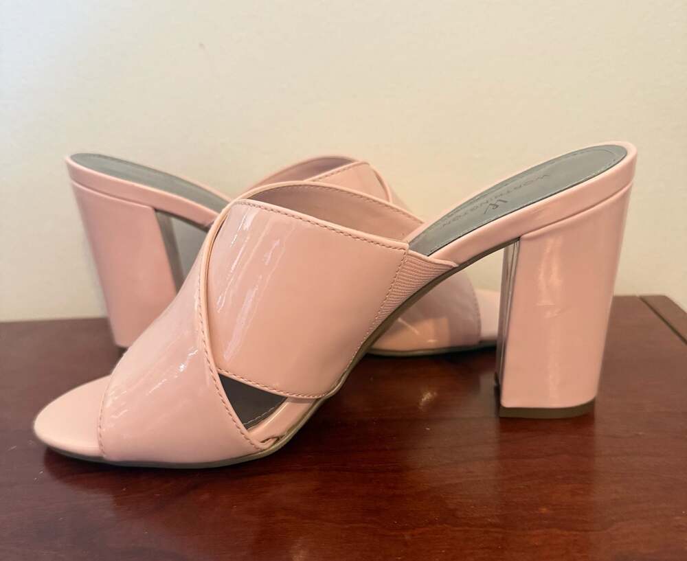 Worthington Pink‎ Patent Leather Block Heel Mule Sandals